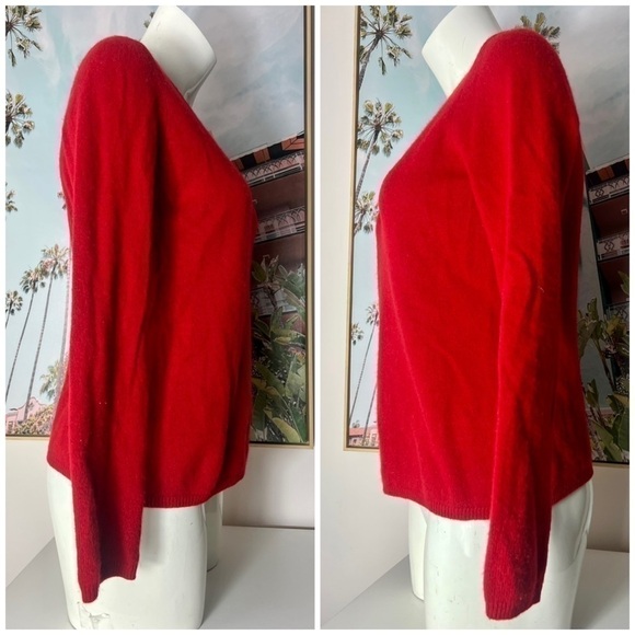 Cashmere by Charter Club Red 100% Cashmere V-Neck Pullover Sweater Soft Knit Sm - Picture 2 of 6
